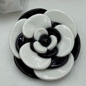 Tanner Black and White Floral Brooch
